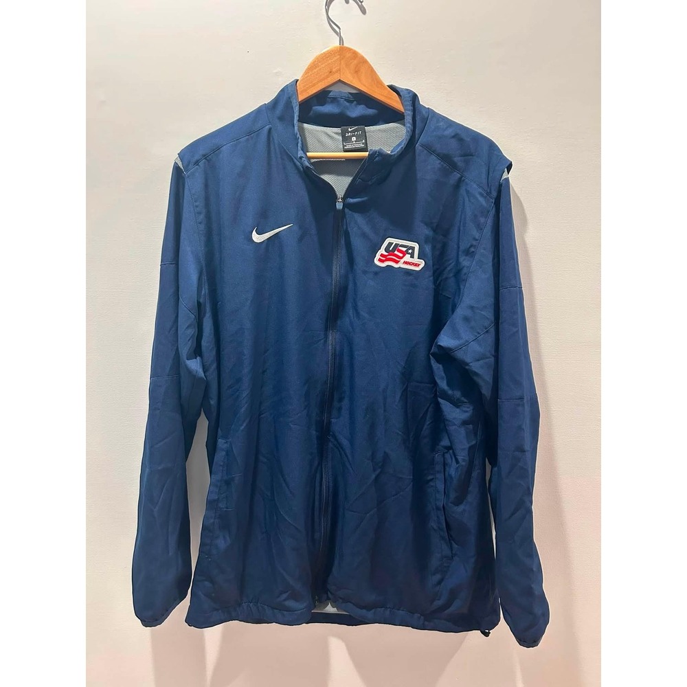 Nike Jacket Mens Large Navy Blue USA Hockey Dri-FIT Full Zip Windbreaker